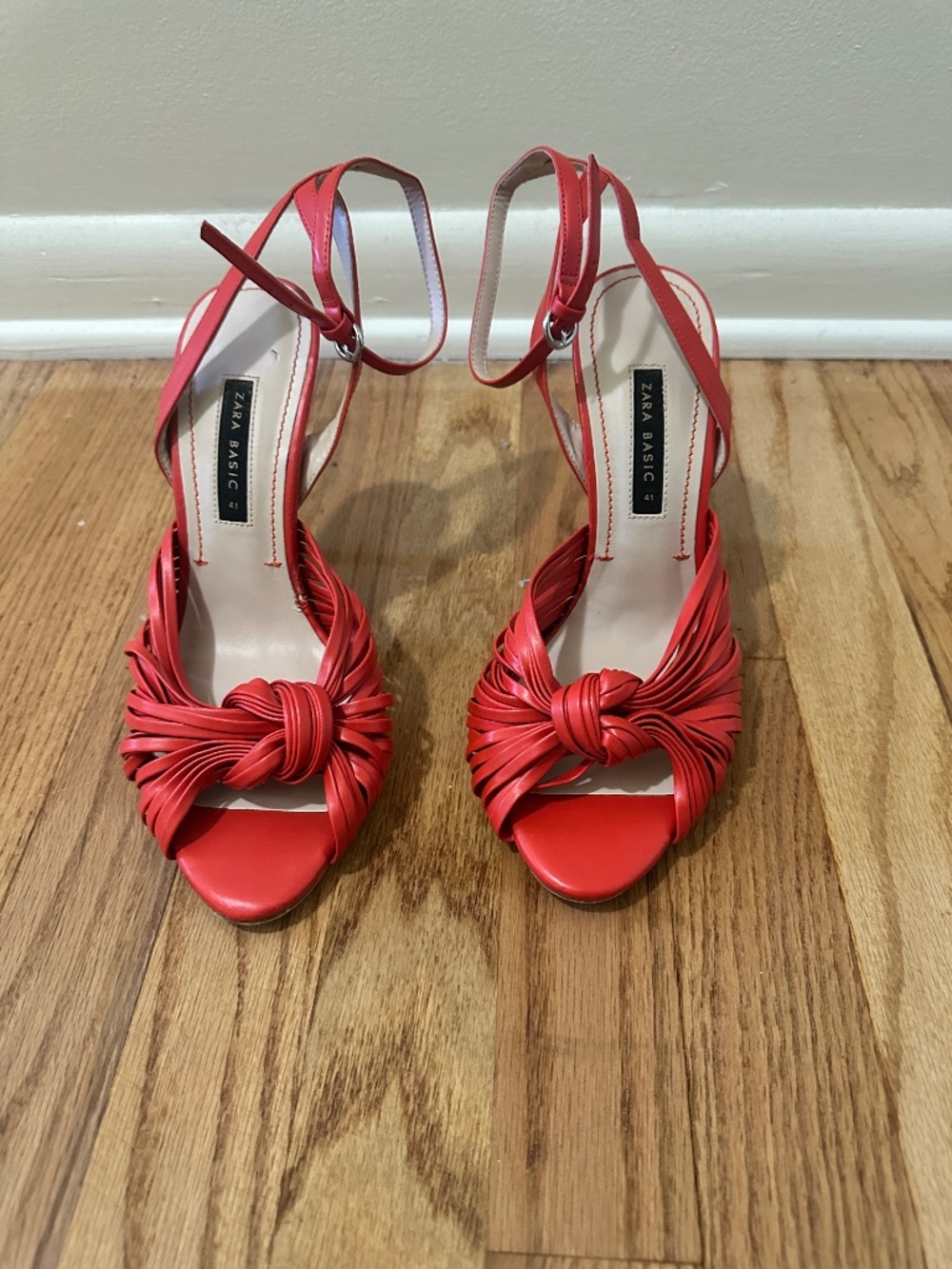 Zara Red Peep Toe Heels